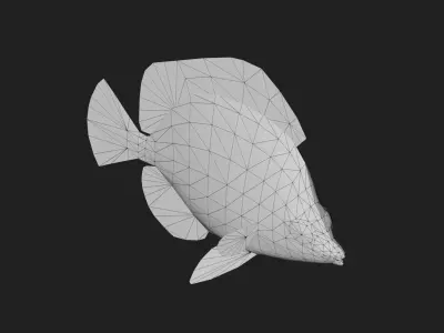 Bandedbutterflyfish Low-poly 3D model