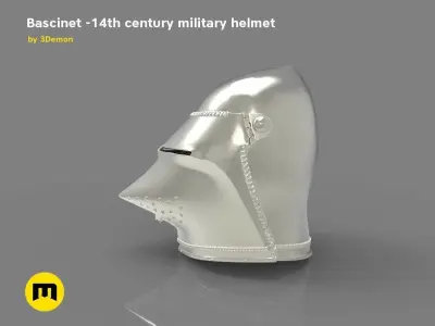 Bascinet -14th century military helmet 3D print model