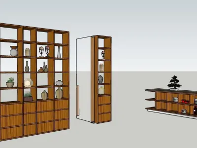 Open unit and Bar counter Free low-poly 3D model