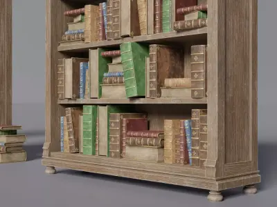 Medieval library - Bookshelf Low-poly 3D model