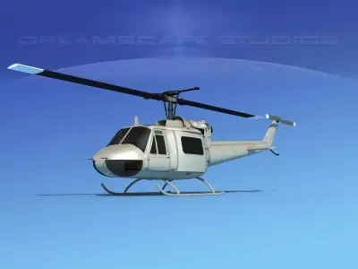 Bell UH-1B Iroquois Unmarked Military 3D model