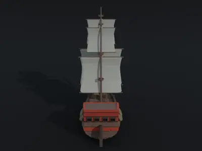 Cartoon medieval ship 2 Polygonal Style Low-poly 3D model