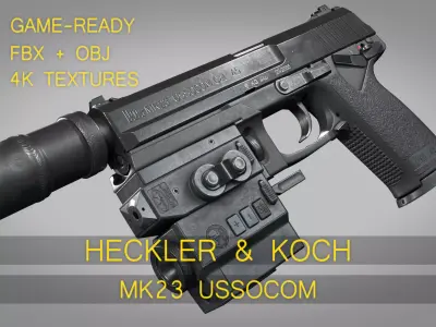 Heckler Koch MK23 USSOCOM Low-poly 3D model