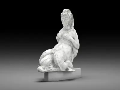 Mermaid marble Low-poly 3D model