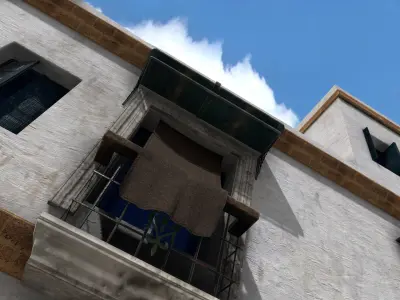 Old High-Quality 3D Colonial House Low-poly 3D model