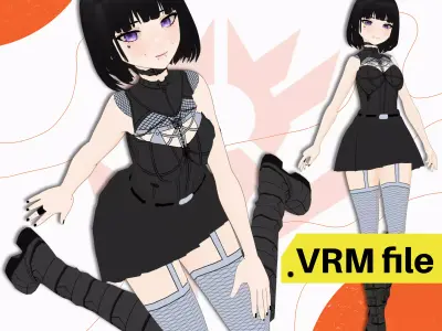 VRM 3D MODEL GOTH GIRL OUTFIT SEXY CUTE DARK PUNK SCI FI 3D model