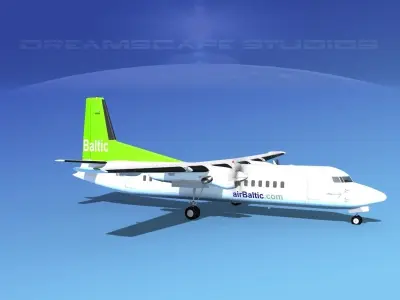 Fokker 50 Air Baltic 3D model