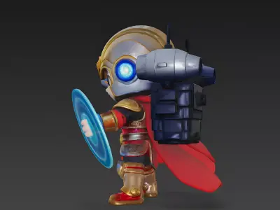 The Gilded Guardian Stylized Golden Commander 3D Model Low-poly 3D model