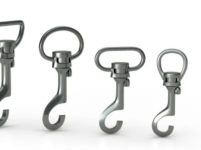 Set of 4 Metal Carabiner LowPoly Low-poly 3D model Low-poly 3D model