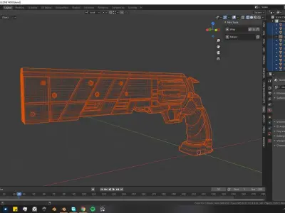 Sci Fi revolver Low-poly 3D model
