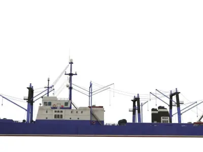 Trawler fishing boat Low-poly 3D model