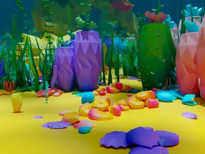 low poly Nature Underwater world pack Low-poly 3D model