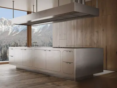 Kitchen with island EGO 24 By ABIMIS 3D model