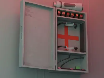Sci-Fi Medical Cabinet - Game Ready Low-poly 3D model