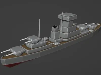 low poly battle ship Low-poly 3D model