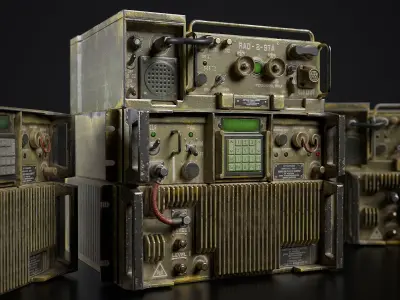 Old Military Radio Station PRC-77  Low-poly 3D model
