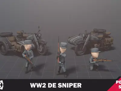 WW2 DE Sniper Low-poly 3D model