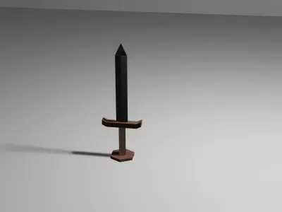 low poly sword on table Free low-poly 3D model