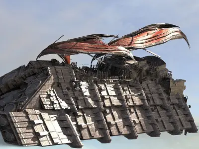 Hutt Desert Sail Barge carrier 3 models 3D model