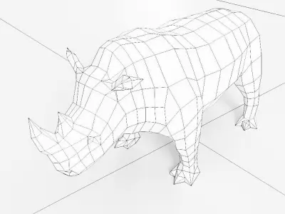 Rhino 3d model rhinoceros in low polygons Low-poly 3D model