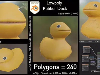 Low-Poly Rubber Duck Free low-poly 3D model