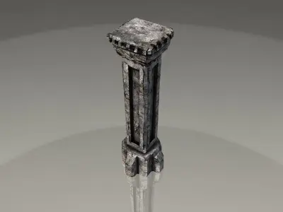 Stone column 4 Low-poly 3D model