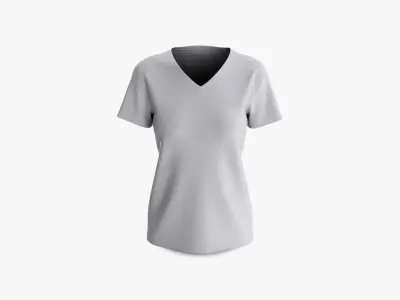 Female T-Shirt Dropped Shoulder Deep V Collar Short Sleeve 3D model