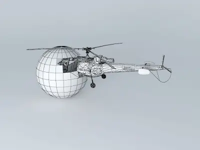 The Helicopter Crash Into The Sphere Free 3D model