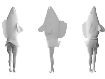 Fish lady reverse mermaid Low-poly 3D model