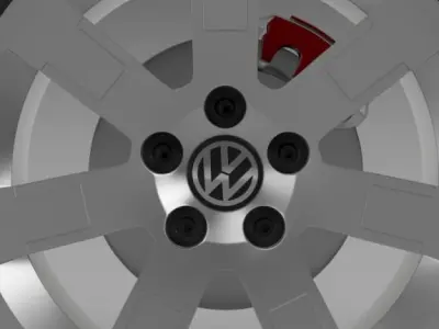 VW Polo Blue UK 2010 wheel 3D model