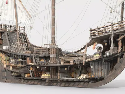 This 3D Santa Maria 1495 includes a fully detailed interior 3D model