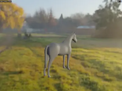 horse lowpoly in field 3D model