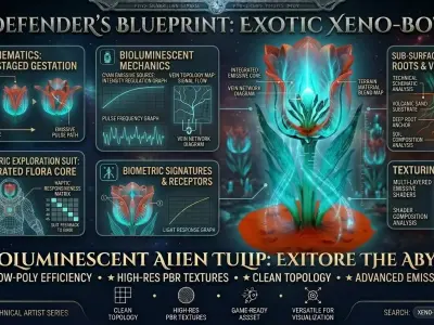 Alien Bioluminescent Tulip - Sci-Fi Fantasy Flora 3D model