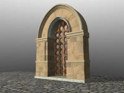 Medieval Lombard Style Portal no 2 Low-poly 3D model