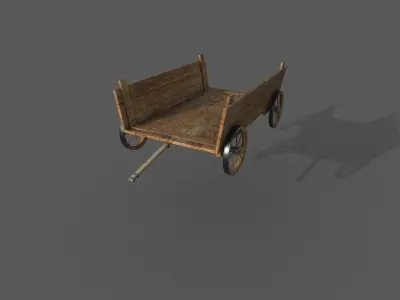 Low-poly wooden wagon 3D model Low-poly 3D model