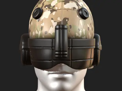 Helmet scifi fantasy futuristic military combat Low-poly 3D model