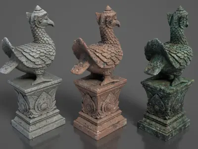 Ancient Khmer Statue26-250523 Low-poly 3D model