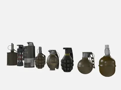 Grenade collection Low-poly 3D model
