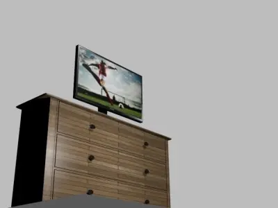 cupboard wooden chest with tv Free 3D model