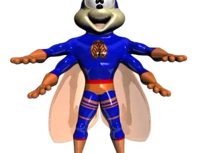 Supercigale Cartoon Character Rigged Low-poly 3D model