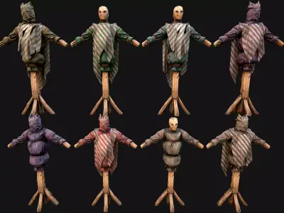 Medieval Wooden Training  Shooting Dummy Fair Castle Environment Low-poly 3D model