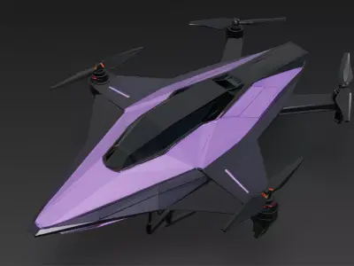 Purple Futuristic Drone Model Low-poly 3D model