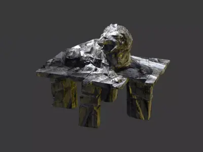 White witch stone table silver Low-poly 3D model