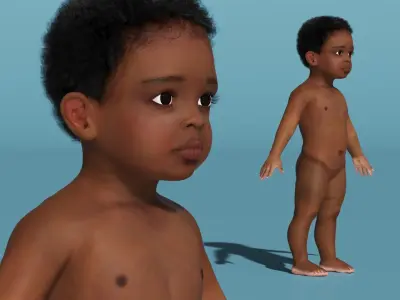 Little Dark Skin Boy Rigged 3D model