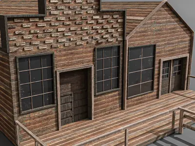 Western station Low-poly 3D model