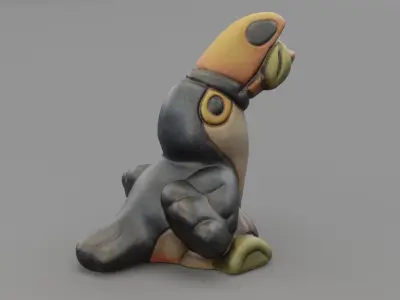 Ceramic Toucan parrot Low-poly 3D model