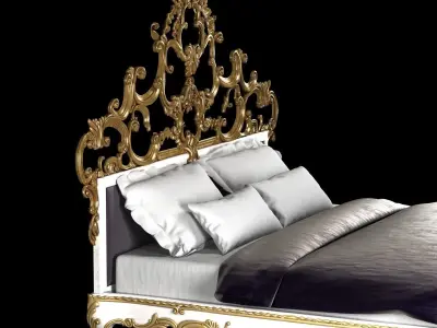 Venetian king gold decorated bed 3D model
