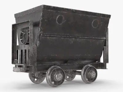 Worn Mine Wagon Black 3D model purchase