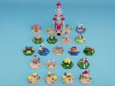 Low Poly Medieval Set Low-poly 3D model