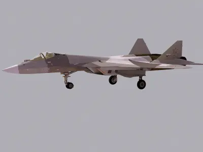 Sukhoi T-57 PAK-FA stealth fighter jet Low-poly 3D model